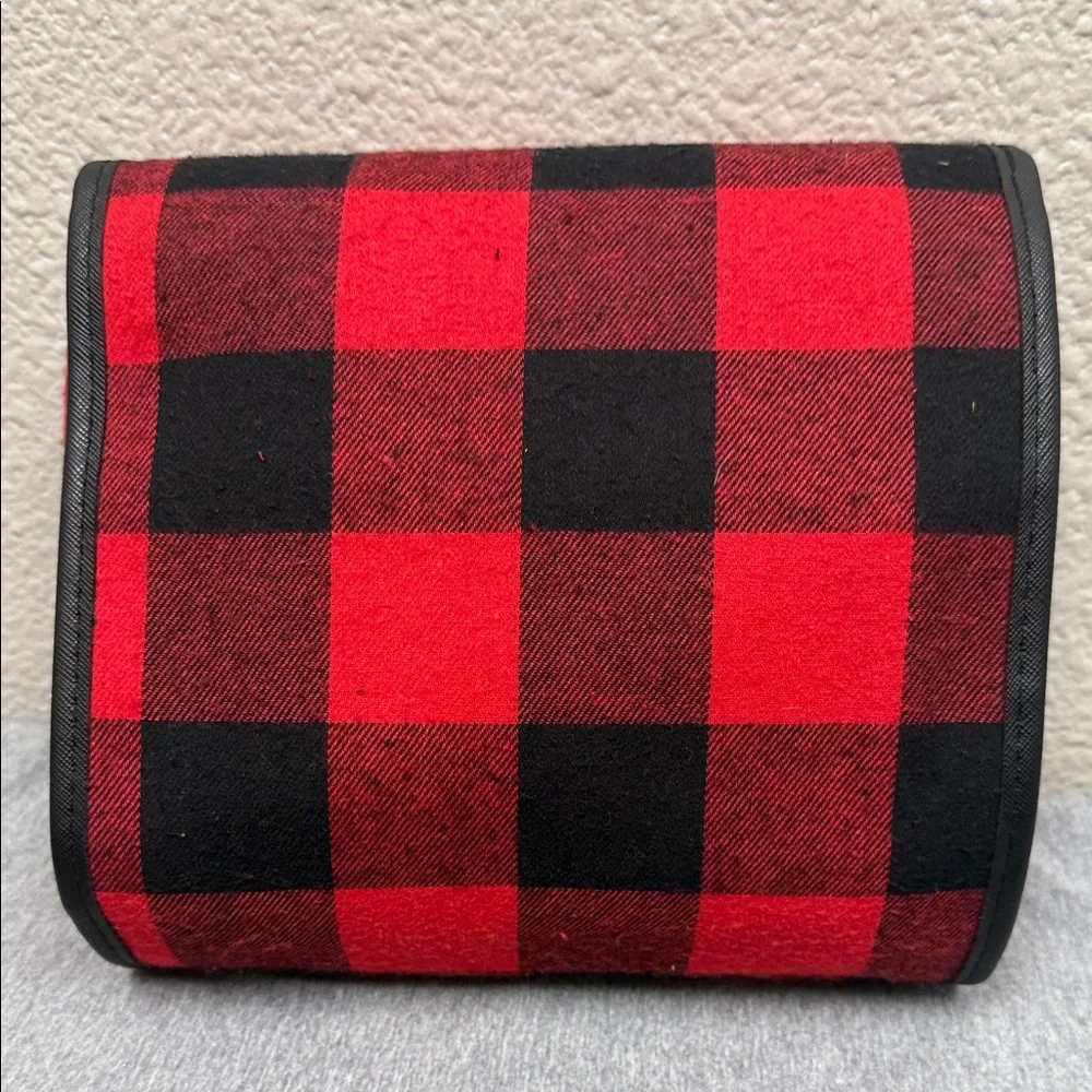 Kensie Red and Black Travel Makeup Plaid Bag